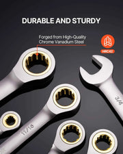 Charger l'image dans la visionneuse de galerie, Amocart Combination Wrench Set 24/30-Piece Ratcheting Wrench Set with Organizer Rack Cr-V Steel Wrench Set SAE Metric