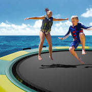 Bild in Galerie-Viewer laden, Amocart 12ft Inflatable Water Bouncer Recreational Water Trampoline Portable Bounce Swim Platform with Slide 3-Step Ladder