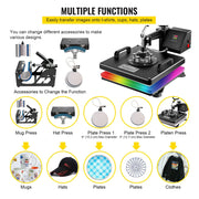 Load image into Gallery viewer, SucceBuy Combo Heat Press Machine 5/6/8 in 1 30*38CM 38*38CM Muntifunctional Sublimation Printer Transfer Mug Hat Plate T-Shirt