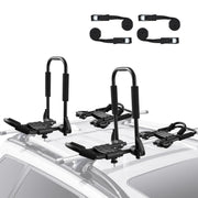 Charger l'image dans la visionneuse de galerie, Porte-kayak SucceBuy 2 paires barres en J Porte-bagages souple Pliant rapide Montage supérieur Support d'arrimage pour planche de surf, canoë, ski
