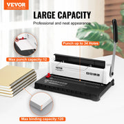Load image into Gallery viewer, SucceBuy Coil Spiral Binding Machine Manual Book Maker 34-Holes Binding 120 Sheets Punch Binder Adjustable Coil Binding Spines - AMOCART