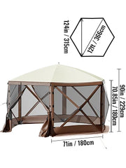 Load image into Gallery viewer, Amocart Pop-up Camping Gazebo Camping Canopy Shelter 6 Sided 12' x 12' / 10' x 10' Sun Shade Tents & Canopies Camping & Hiking