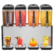 Load image into Gallery viewer, SucceBuy 4 Tanks Commercial Beverage Dispenser 10L/12L Per Tank Juice Dispenser Stainless Steel Ice Tea Drink Machine - AMOCART