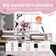 Bild in Galerie-Viewer laden, Amocart Heat Press Machine 12x15inch 8in 1 Heat Transfer Machine 360° Swing Away T-Shirt for T-Shirts/Mugs/Hats/Plates Pink