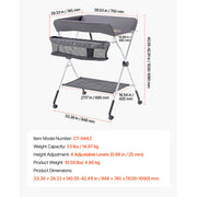 Load image into Gallery viewer, SucceBuy Baby Changing Table Foldable Diaper Change Station with 2 Fabric Drawers Side Basket & Hanging Rod Adjustable Height