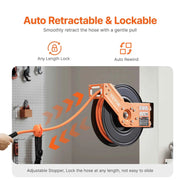 Bild in Galerie-Viewer laden, Amocart Retractable Air Hose Reel 50FT Rubber Air Compressor Hose Reel Auto-Rewind w/ 5FT Lead in Ceiling Wall-Mounted Air Hose