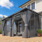 Load image into Gallery viewer, Hard Top Lean-to Gazebo Pergola Curtains & Netting Wall-Mounted Patio Deck Awning, Custom