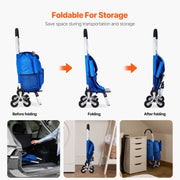 Load image into Gallery viewer, SucceBuy 36L Folding Shopping Cart Stair Climbing Handcart with Wheels & Oxford Cloth Bag Hand Truck for Grocery Laundry Storage - AMOCART