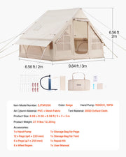 Bild in Galerie-Viewer laden, Amocart Inflatable Tents for Camp Easy Setup Blow up Tent w/ Hand Pump 300D Oxford Tent with Stove Jack Storage Bag Included