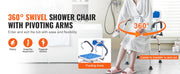 Bild in Galerie-Viewer laden, SucceBuy Swivel Shower Chair 360 Degree Adjustable with Armrest and Backrest for Shower or Bathtub Non-Slip for Elderly Disabled