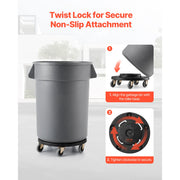 Load image into Gallery viewer, SucceBuy 1/2 Packs Trash Can Dolly Round Roller Base with 4 Lockable Wheels Rolling Barrel Cart Fit 20/32/44/55 Gal Containers - AMOCART