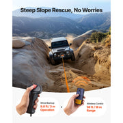 Charger l'image dans la visionneuse de galerie, Amocart 12000 lbs Wireless Electric Winch 12V DC Wired Truck Car Winch with 0.36in x 75.5ft Synthetic Rope for Towing Off-Road