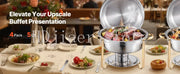 Load image into Gallery viewer, SucceBuy 4 Pack Chafing Dish Buffet Set Stainless Steel Chafer w/4 Full Size Pan Round Catering Warmer Server for Party Banquets