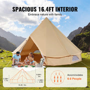 Load image into Gallery viewer, SucceBuy Canvas Bell Tent 4 Seasons 5m Yurt Tent Canvas Tent for Camping with Stove Breathable Tent Holds up to 8 People