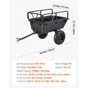 Load image into Gallery viewer, Amocart Garden Utility Trailer 10 Cu. Ft 500lbs ATV UTV Hauling Trailer Tow Behind Poly Dump Cart with 16" Tires for Lawn Mower