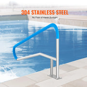 Bild in Galerie-Viewer laden, Amocart Pool Handrail Stainless Steel with Base Plate for Indoor/Outdoor Swimming Pool Safety Railing w/ Grip Cover for Decks