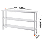 Load image into Gallery viewer, SucceBuy Stainless Steel Food Prep Table Commercial Kitchen Worktable with 2 Adjustable Undershelf for BBQ Kitchen Home Garage