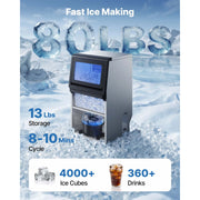 Load image into Gallery viewer, Amocart 80lbs-440lbs/24H Commercial Ice Maker Machine Stainless Steel Ice Maker with LED Display & Self-Cleaning for Bar Home
