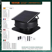 Load image into Gallery viewer, SucceBuy Solar Attic Fan 40W 1230 CFM Large Air Flow Solar Roof Vent Low Noise and Weatherproof with Smart Adapter for Home - AMOCART