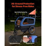 Charger l'image dans la visionneuse de galerie, SucceBuy Dog Bike Trailer Supports up to 88 lbs 2-in-1 Pet Stroller Cart Bicycle Carrier for Dogs Easy Folding Frame with Wheel