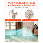 Charger l'image dans la visionneuse de galerie, SucceBuy Industrial Pedestal Fan 16/18/24 Inch 75-Degree Oscillating Fan Height Adjustable Standing Fans with 3 Adjustable Speed