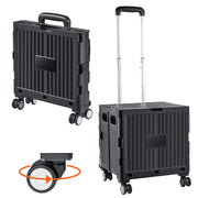 Load image into Gallery viewer, SucceBuy Foldable Utility Shopping Cart Folding Portable Crate Handcart with Telescope Handle Wheels for Travel Office Garden