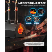 Bild in Galerie-Viewer laden, SucceBuy Portable Propane Forge 3 Burners, 2600℉ Tool and Knife Making Cold-Rolled Steel Gas Forging Tools Use for Metal Forging