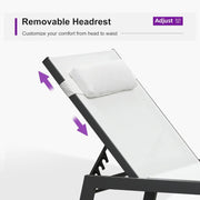 Bild in Galerie-Viewer laden, 3pc Aluminum Outdoor Chaise Lounge Set Adjustable Recliner with Side Table Wheels for Poolside Sunbathing Custom