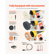 Load image into Gallery viewer, Amocart Bench Buffer Polisher 1/2HP 0 to 8000RPM with 4"Cloth Wheel 3"Grinding Wheel 3"Fiber Wheel for Metal Jewelry Plastic