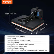 Load image into Gallery viewer, SucceBuy Heat Press Machine 15"x15"/ 16"x20" /16"x24" Sublimation Printer Manual Clamshell Transfer on DIY T-shirt Pillow