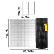 Load image into Gallery viewer, Amocart Welded Wire Fence Vinyl Coated Chicken Rabbit Mesh 1"x1" 16 Gauge 24"x50'/24"x100'/36"x50' Black Hardware Cloth & Mesh