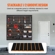 Charger l'image dans la visionneuse de galerie, SucceBuy Panneaux muraux rainurés en PVC de 1,49 m² Gris, Organisateurs muraux de garage, Présentoirs pour magasin de détail, Organisation de stockage d'artisanat