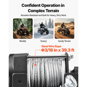 Bild in Galerie-Viewer laden, Amocart 3000LBS Electric Winch 12V Wired ATV/UTV Winch with 3/16in x 39.4ft Steel Wire Rope IP55 Waterproof for Towing Off-Road