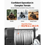 Bild in Galerie-Viewer laden, Amocart 3000LBS Electric Winch 12V Wired ATV/UTV Winch with 3/16in x 39.4ft Steel Wire Rope IP55 Waterproof for Towing Off-Road
