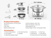 Bild in Galerie-Viewer laden, 【Premium】Amocart 4 Pack Chafing Dish Buffet Set Stainless Steel Chafer w/4 Full Size Pan Round Catering Warmer Server for Party