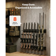 Load image into Gallery viewer, SucceBuy Indoor Gun Rack Steel Wall Mount Rifle and Shotgun Rack 8 Slots for Long Guns with Screws for Home Hunting Cabin Wall - AMOCART