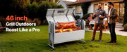 Bild in Galerie-Viewer laden, SucceBuy 46/52 Inch Stainless Steel Rotisserie Grill Outdoor BBQ Pig Lamb Charcoal Spit Roaster Kit