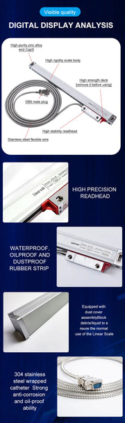 Load image into Gallery viewer, Ultra-accurate Dro NT800 3 Axis Kit AC90-260V & 50-1000mm Linear Glass Scale Encoder Digital Ruler for Lathe Milling Machines