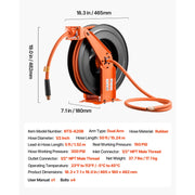 Load image into Gallery viewer, SucceBuy Retractable Air Hose Reel Auto Rewind Air-Compressor Hoses Reel with 5 ft Lead in Ceiling/Wall Mount Steel Double Arm