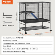 Load image into Gallery viewer, Amocart 64.6" Rolling Metal Ferret Cage Large 4-Tier Critter Nation Cage Small Animal Cage for Rats Hamster Guinea Chinchilla