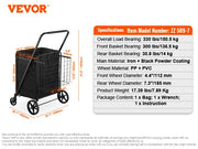 Charger l'image dans la visionneuse de galerie, Amocart Folding Shopping Cart w/ Removable Waterproof Liner 106/330LBS Large Capacity 360° Swivel Wheels Dense Metal Mesh Base