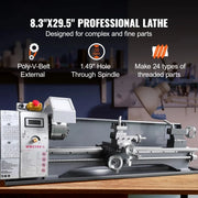 Charger l'image dans la visionneuse de galerie, Amocart 750W Metal Lathe Machine Brushless 8.3"x29.5" / 210mm*736mm 50-2500RPM Continuously Variable, DIY Metal Working Turning