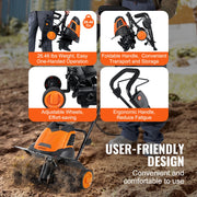 Load image into Gallery viewer, SucceBuy 12 Amp Electric Tiller 18" Tilling Width 3.94" Tilling Depth Corded Electric Tiller/Cultivator Steel Mn Tines Rototille