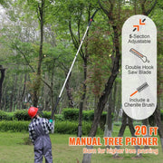 Charger l'image dans la visionneuse de galerie, Amocart Manual Pole Saw Extendable Tree Pruner Steel Blade for Branches Trimming with Lightweight Aluminum Alloy Handle