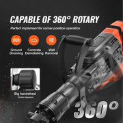 Charger l'image dans la visionneuse de galerie, Amocart Demolition Jack Hammer 3500W Concrete Breaker 2pcs Chisel Gloves for Trenching 1900 BPM Heavy Duty Electric Jack Hammer