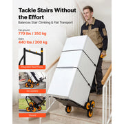 Load image into Gallery viewer, Succebuy 440/770 lbs Stair Climbing Cart Folding Trolley Cart with Telescoping Handle 6 Wheels 2 Bungee Cords for Home Groceries - AMOCART