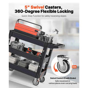 Load image into Gallery viewer, Amocart 2/3 Shelf Utility Service Cart Dolly with 360° Swivel Wheels Ergonomic Storage Handle for Warehouse/Garage/Cleaning