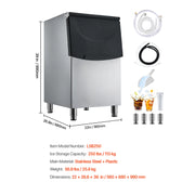 Load image into Gallery viewer, Amocart 250LBS Commercial Ice Maker with Storage Bin Ice Bin Stainless Steel Ice Maker Machine with Filter for Home Bar Hotel