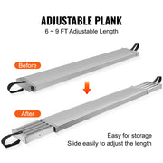 Load image into Gallery viewer, SucceBuy Telescoping Aluminum Work Plank 6-9 ft 500lbs Capacity 12.5 inch Width Aluminum Scaffold Plank Extension Staging Plank - AMOCART