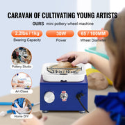 Load image into Gallery viewer, SucceBuy 2.6in/3.9in Mini Pottery Wheel 2 Turntables Ceramic Wheel Forming Machine Adjustable 0-300RPM Speed Detachable Basin - AMOCART